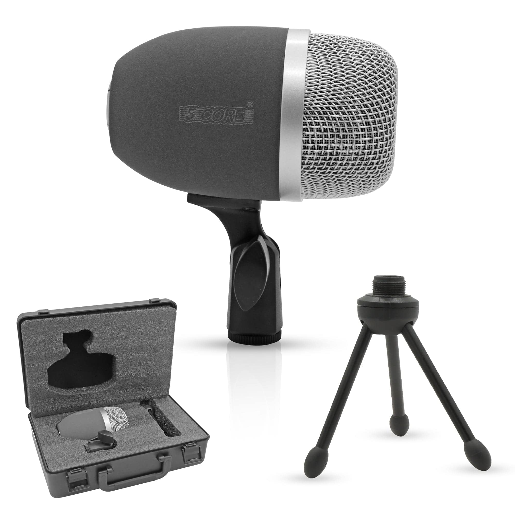 5 CORE - Tom Snare Mic Cardioid Dynamic Microphone for Drum Kit Percussion Instrument - Gray