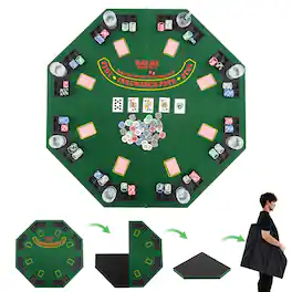 Gymax - 8-Player Portable Poker Table Top w/Cup Holders & Chip Trays Carrying Bag - Green