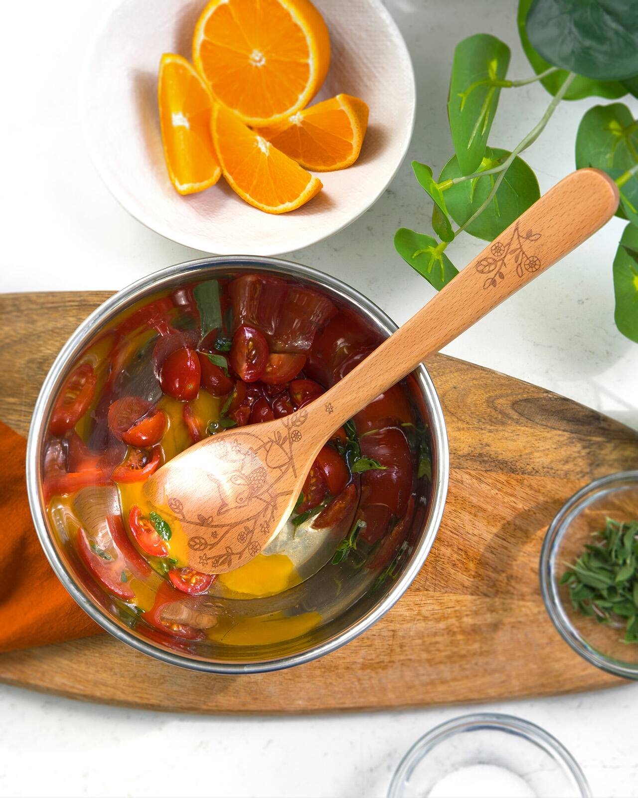 Alt View 1. Talisman Designs - Laser Etched Beechwood Corner Spoon, Woodland Collection - Tan.