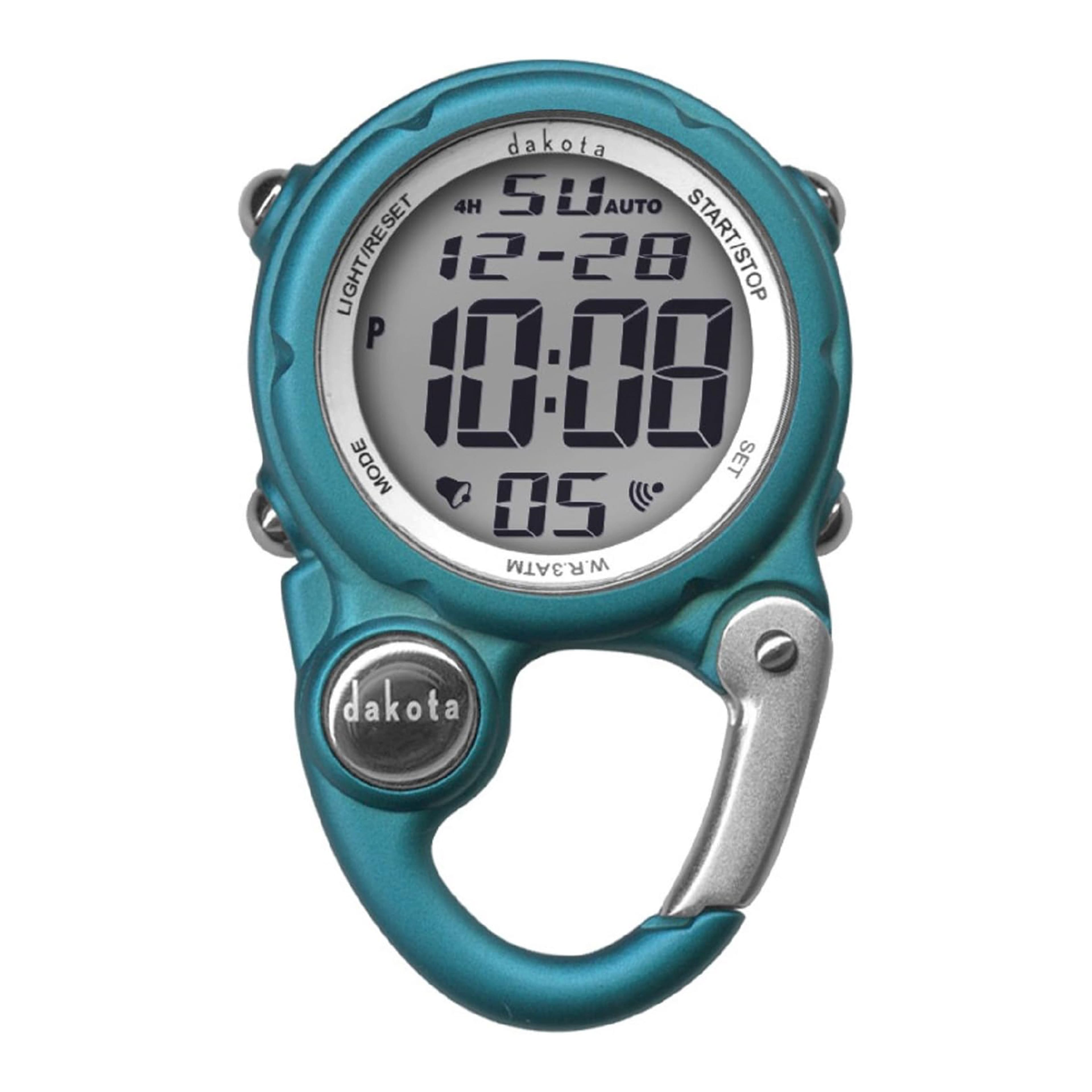 Dakota - Digital Clip, Clip Watch, Alarm, Stopwatch, Timer and Dual Time Watch, Outdoor Gifts for Men and Women - Aqua