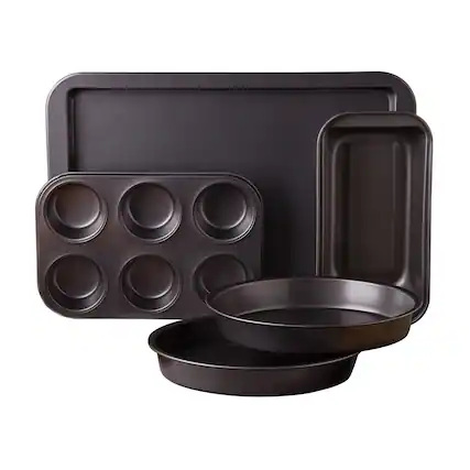 Front. Sunbeam - Sunbeam Love-to-Bake 5 Piece Xylan Nonstick Carbon Steel Bakeware Set - Dark Gray.