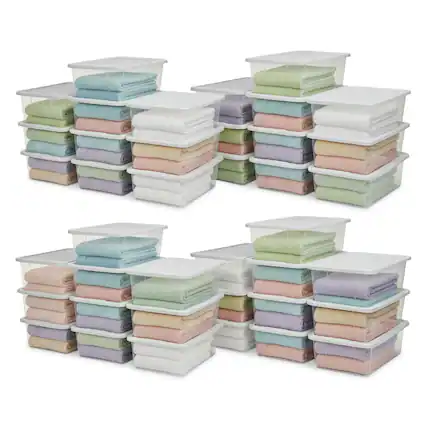 Front. Homz - Homz 6 Qt Multipurpose Plastic Storage Containers with Latching Lid, (40 Pack) - Clear.