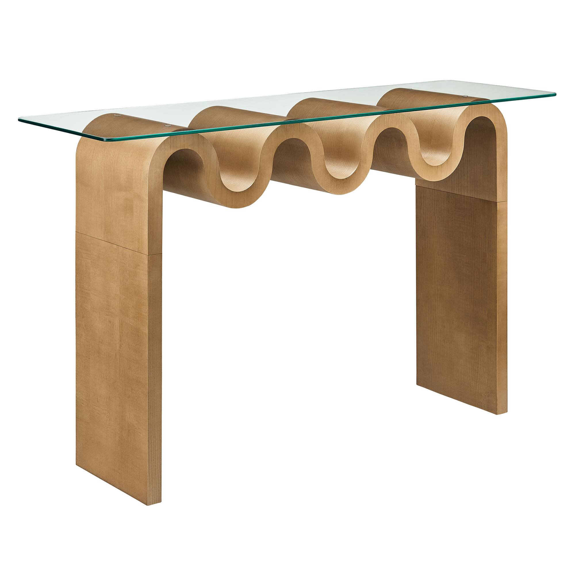 Angle. Modway - Ondine Glass Top 50" Console Table by Modway - Natural.