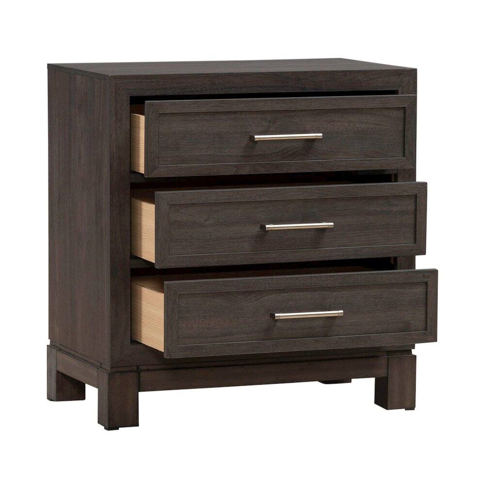 Angle. Liberty Furniture Industries - Modern Edge Bedroom Nightstand w/ Charging Station USB-A USB-C - Caffe - Caffe Brown.