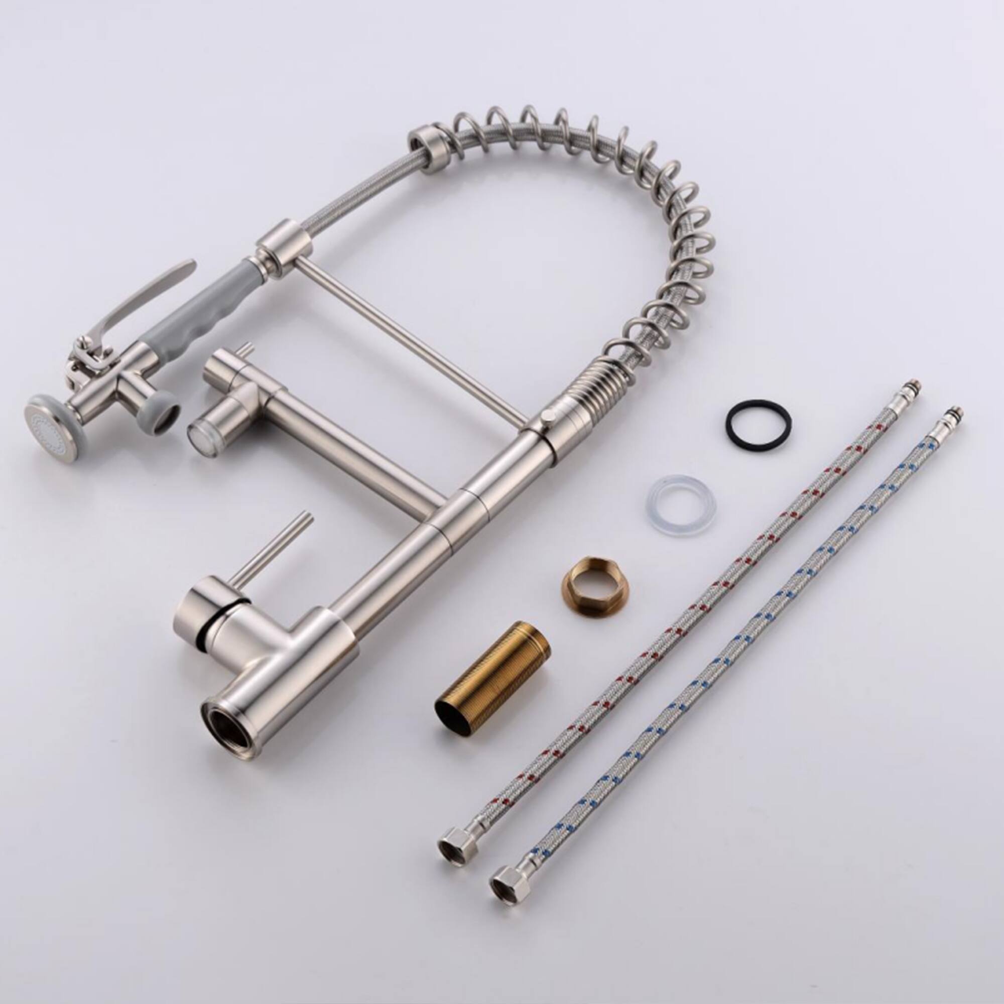 Alt View 3. Siljoy - Commercial Kitchen Faucet Pull Down Sprayer Brushed Nickel,Single Handle Kitchen Sink Faucet - Brushed Nickel.