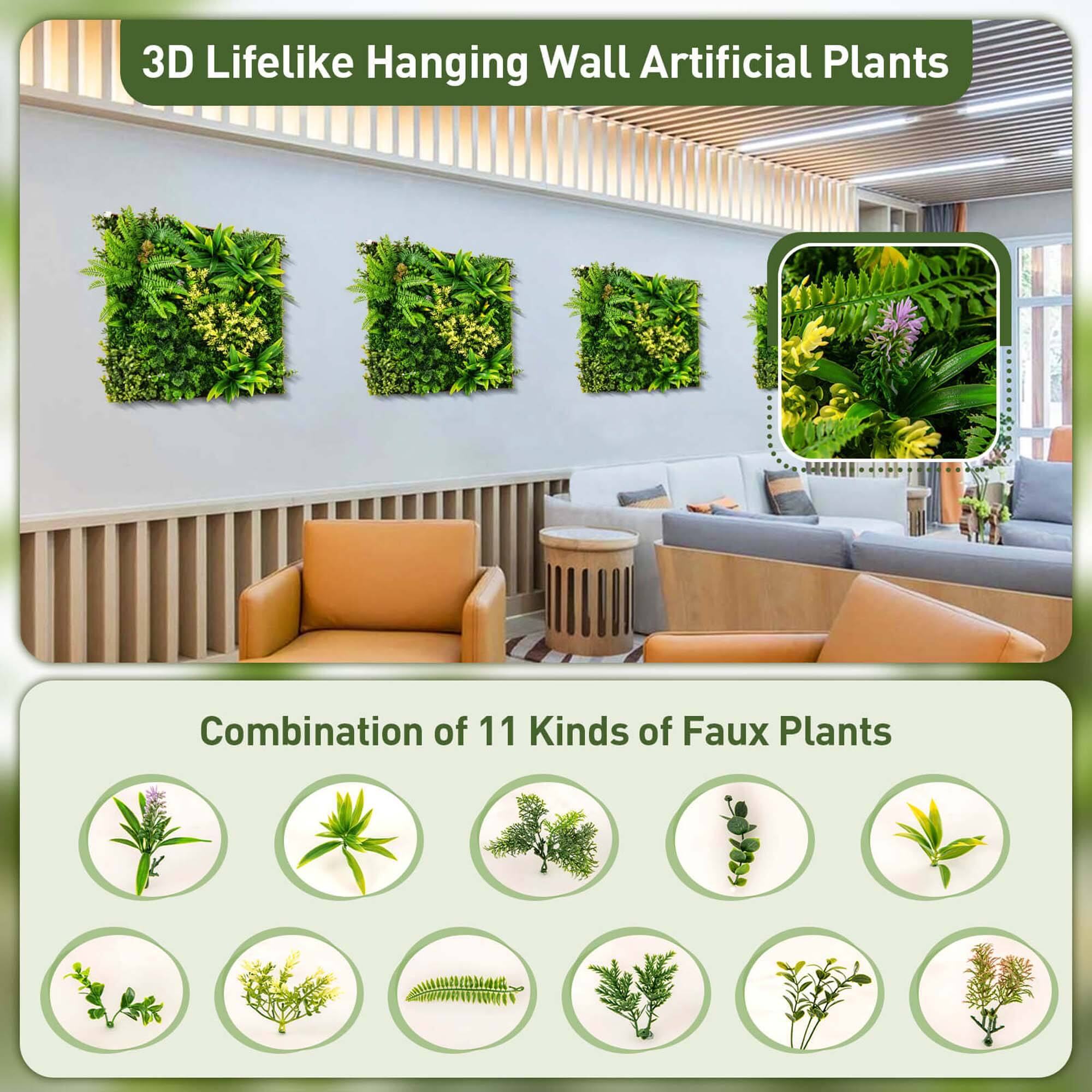 3D Lifelike Hanging Wall Artificial Plants

Combination of 11 Kinds of Faux Plants