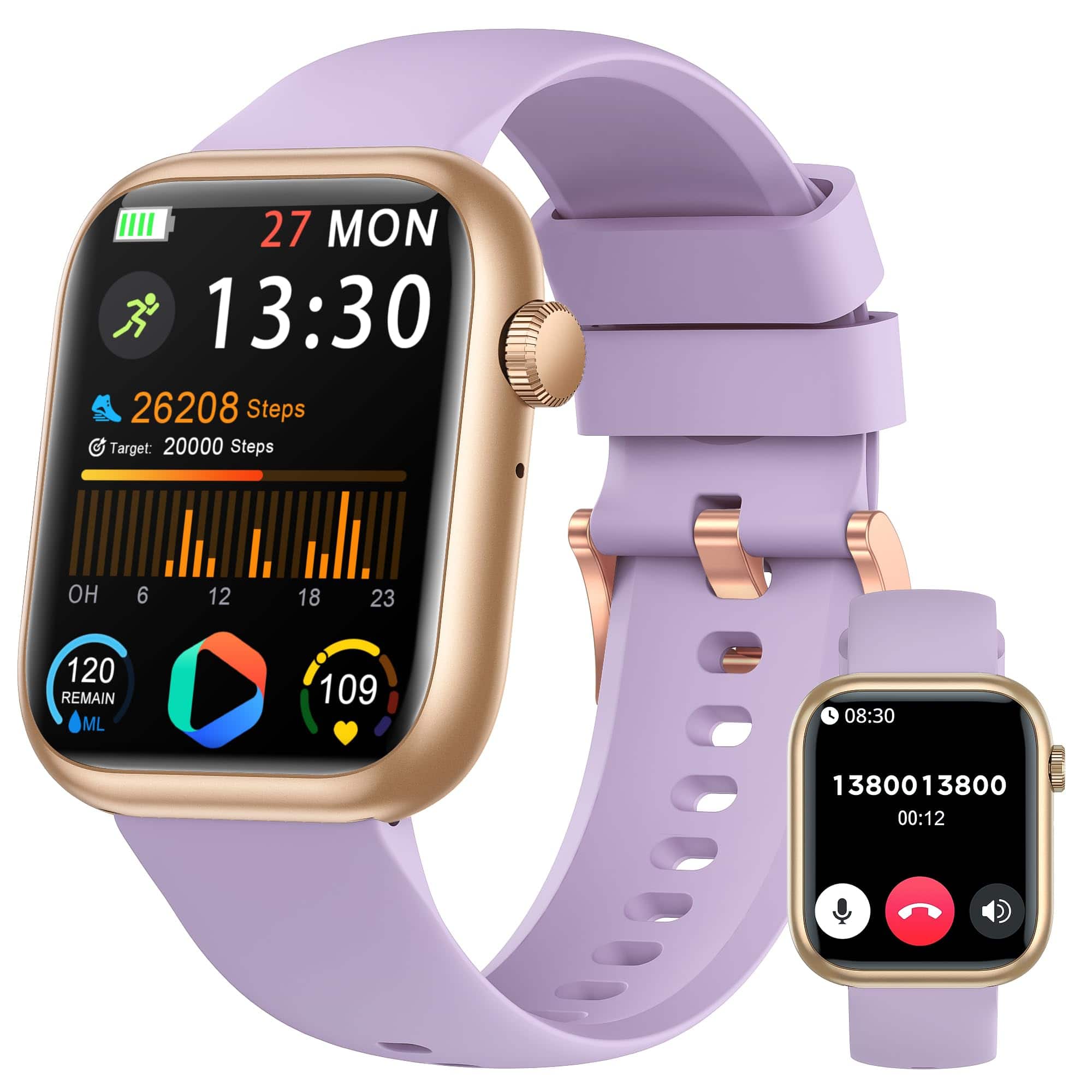 The Best Inks - Smart Watch For Men Women 1.83" Fitness (answer/make Call) Smartwatch With Heart Rate/blood Sleep - Purple
