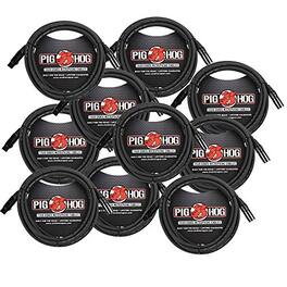 Pig Hog - 8mm Mic Cable 10', Straight Audio, XLR 3-Pin - 10 Pack - Black