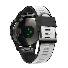 Front. StrapsCo - ColorBlock Endurance Strap QuickFit 22 Silicone Rubber Watch Band For Garmin Forerunner 965 - Black & White.