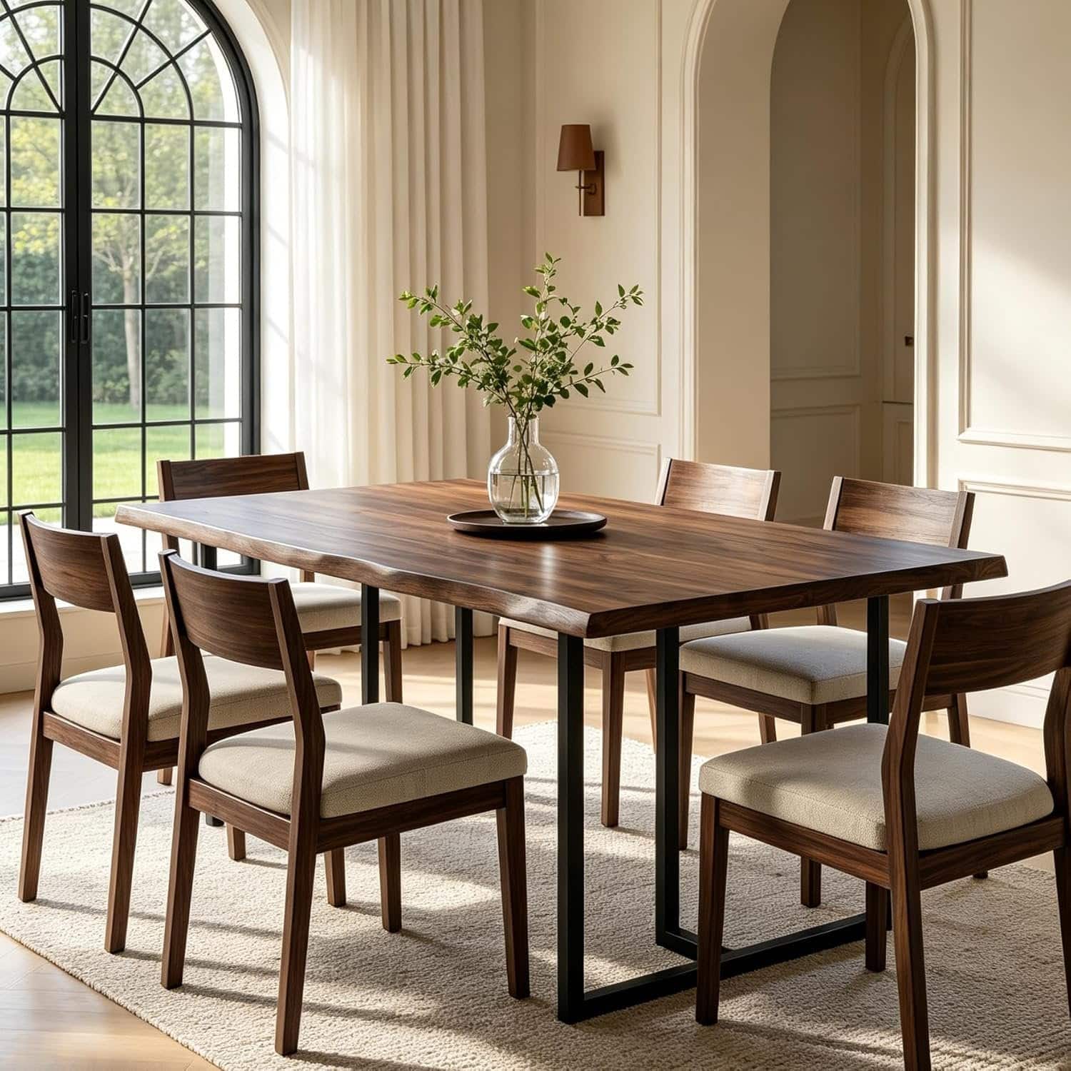 Tribesigns - Solid Wood Dining Table with Metal Legs and Rectangular Top for Everyday Meals and Family Gatherings - Brown