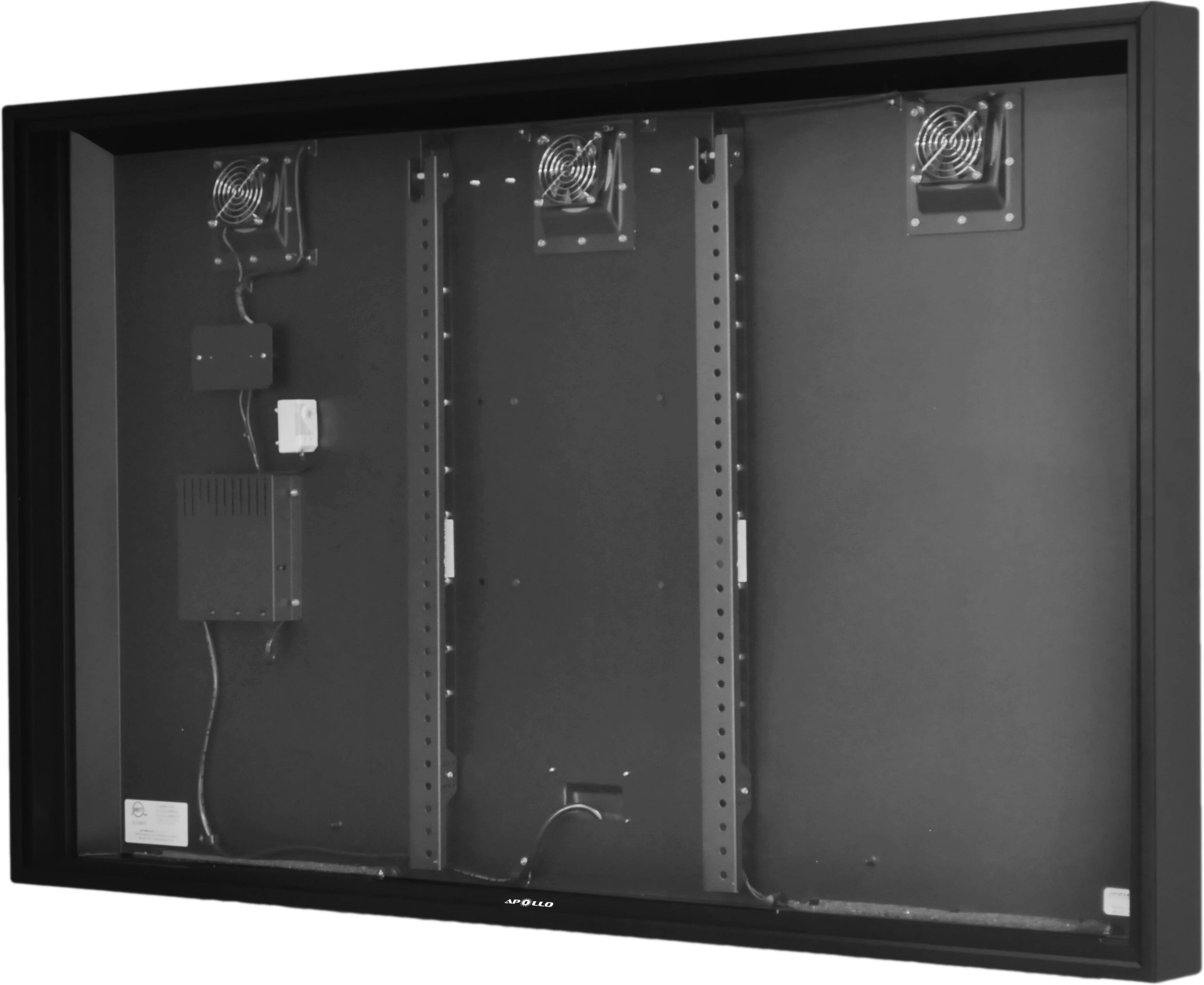 Left. Apollo Enclosures - Apollo 55" Deluxe Outdoor TV Enclosure for 49" to 55" TVs, Quality Aluminum Construction, UL/CSA certified for safety - Black.
