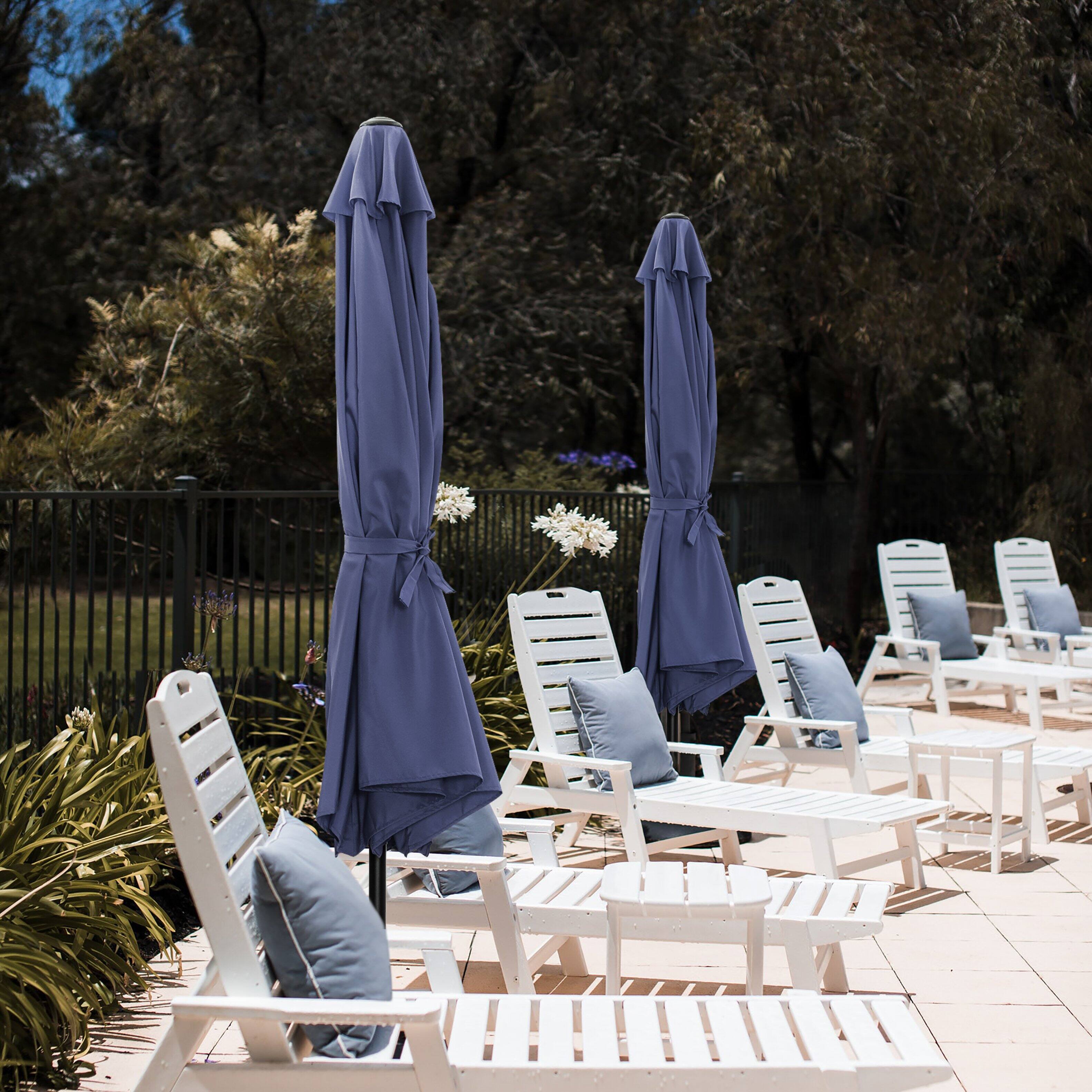 Alt View 6. Nuu Garden - Outdoor 10' Round Blue Patio Vented Umbrella, Crank, Push Button Tilt - Blue.