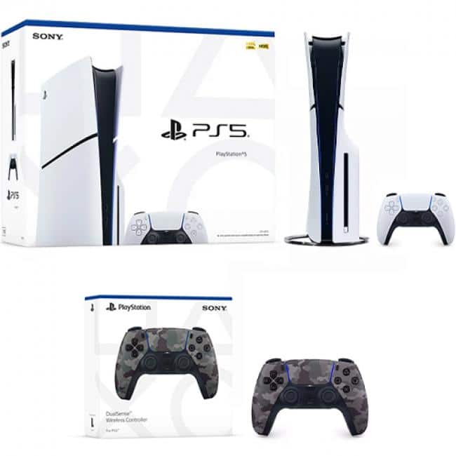 PlayStation 5 Slim Console + PlayStation 5 DualSense Wireless Controller Gray Camouflage - Includes PS5 Console - PlayStation 5
