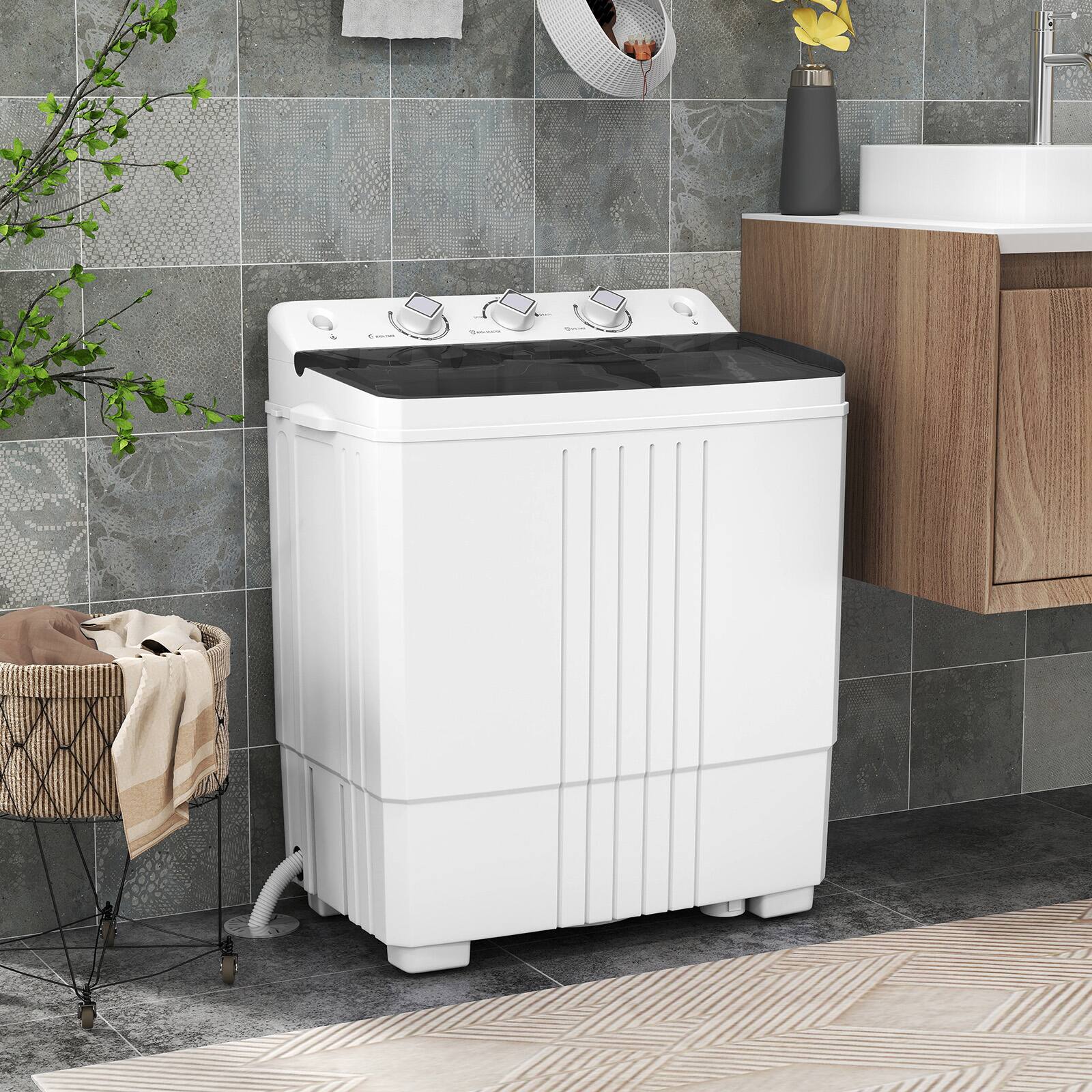 Alt View 1. Gymax - Gymax Portable Washing Machine 20 lbs Twin Tub Laundry Washer 12 lbs Washer - Black.