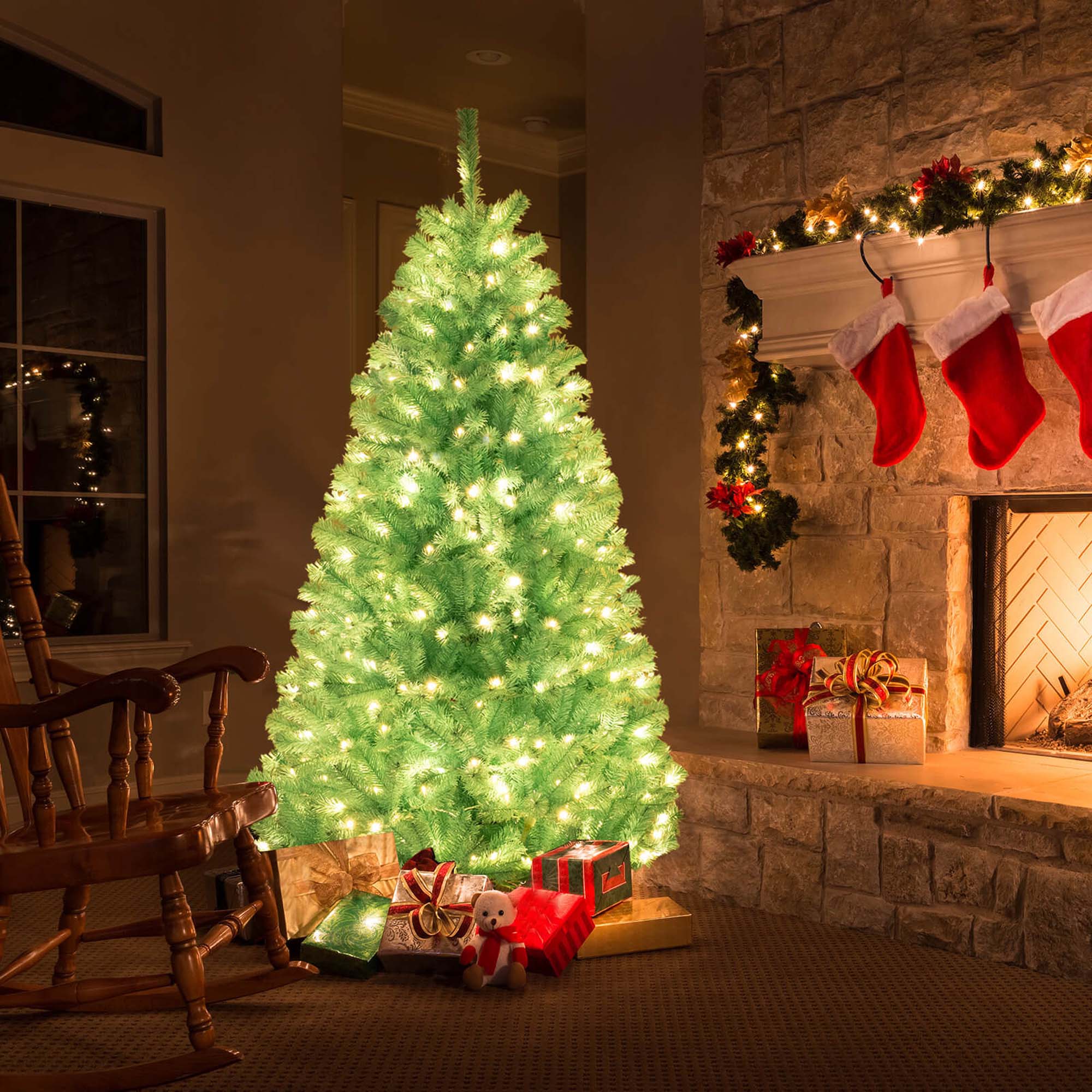 Alt View 3. Costway - Costway 6 FT Artificial Xmas Tree with 758 Branch Tips 280 Warm White LED Lights - Blue.