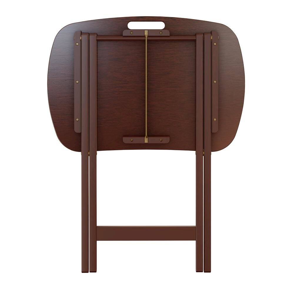 Left. FurniFact - Walnut Snack Table Set – Folding TV Trays with Stand for Dining & Work - Walnut.