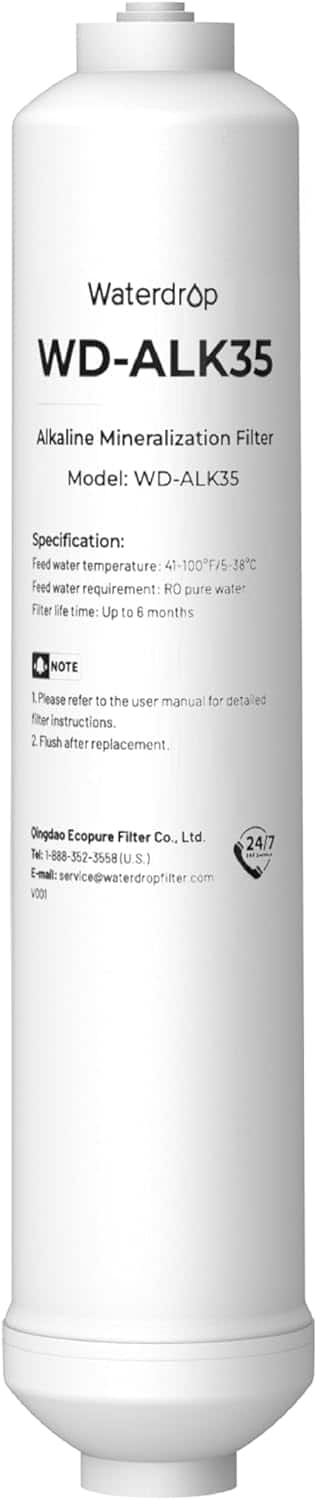 Waterdrop - Alkaline Water Filter WD-ALK35, Alkaline Filter for Reverse Osmosis System - White