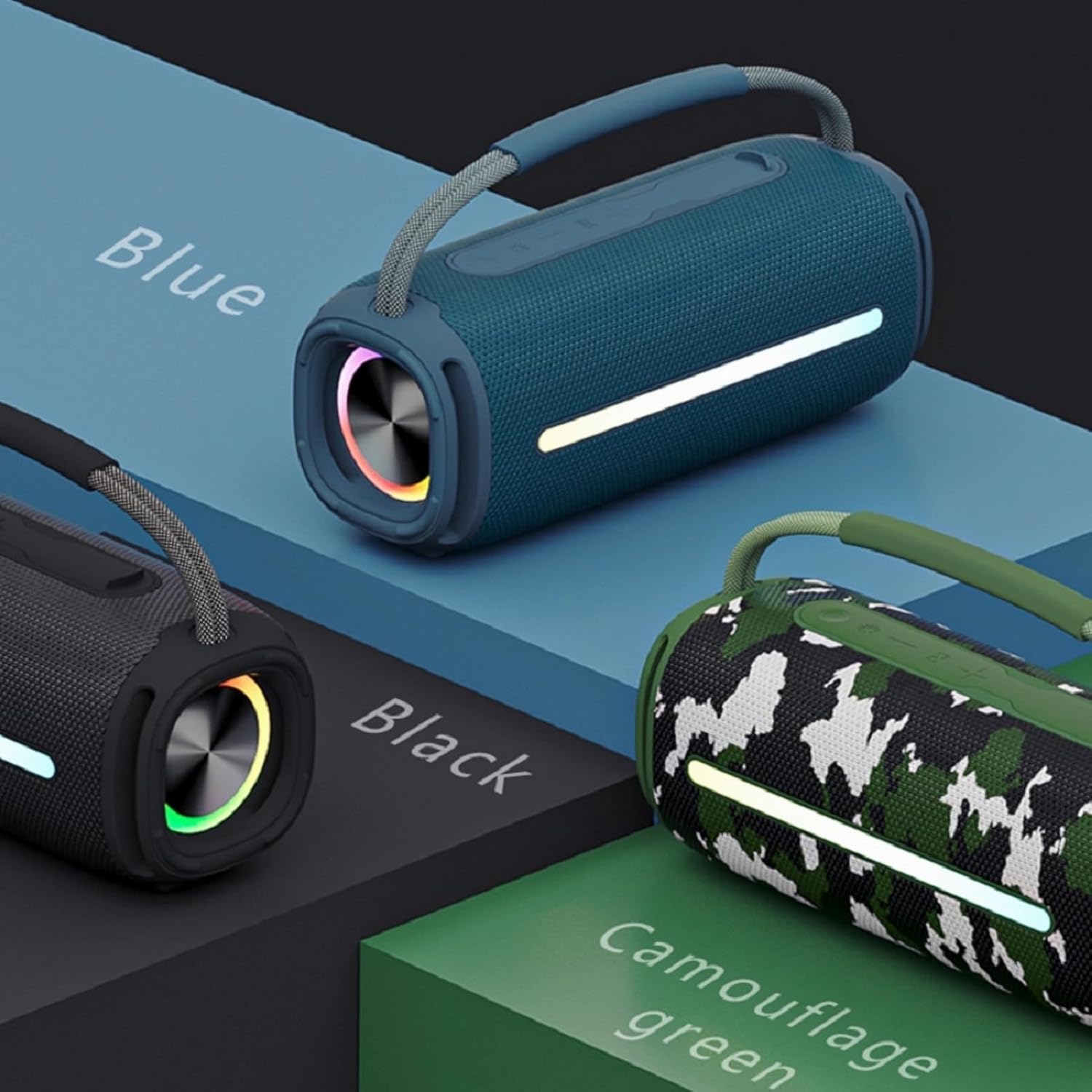 Blue  
Black  
Camouflage green