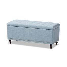 Baxton Studio - Kaylee Modern Classic Fabric Upholstered Button-Tufting Storage Ottoman Bench - Light Blue