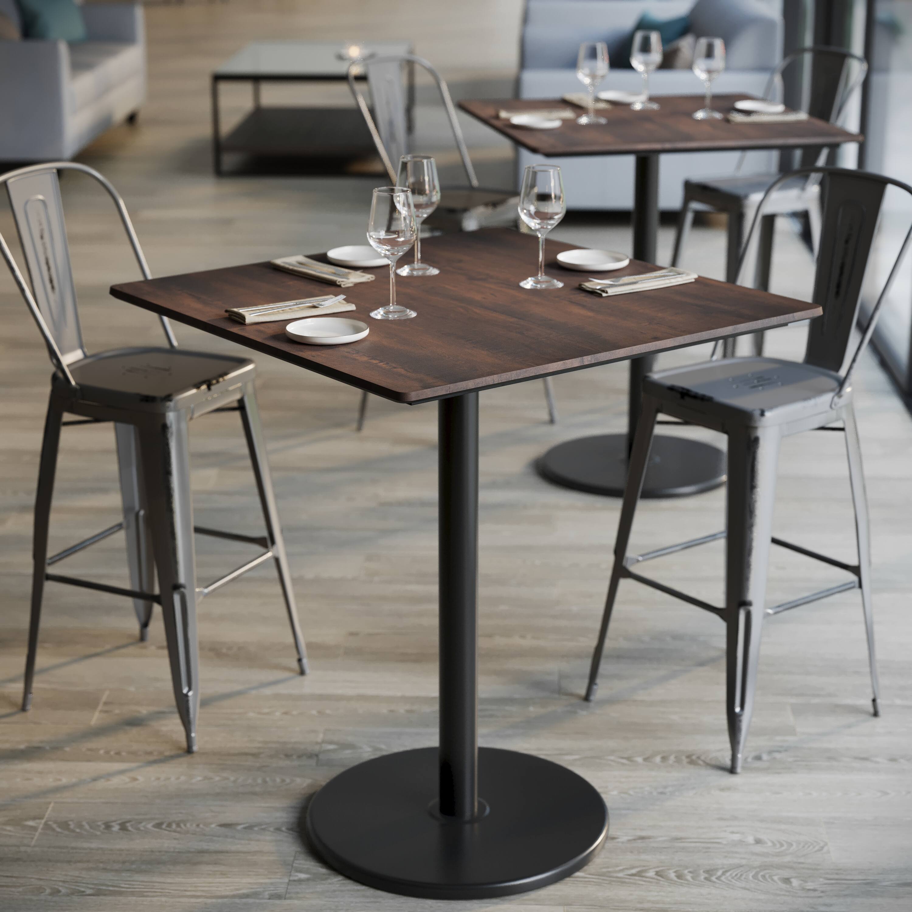 Alt View 4. Emma + Oliver - PureShield Tabletop with Seam-Free Surface Innovation and Bar Height Base - Dark Brown/Black Base.