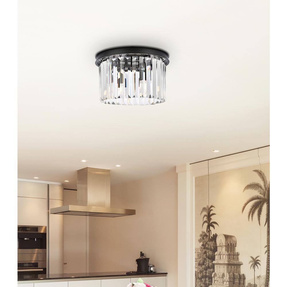 Alt View 1. Urban Classic - Sydney 3 light Matte Black Flush Mount Clear Royal Cut Crystal - Matte Black.