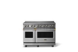 Viking - 48"W. 7.3 Cu.Ft. Pro5S 6 Element Freestanding Electric Induction Convection Range - /Brushed Brass - Stainless Steel