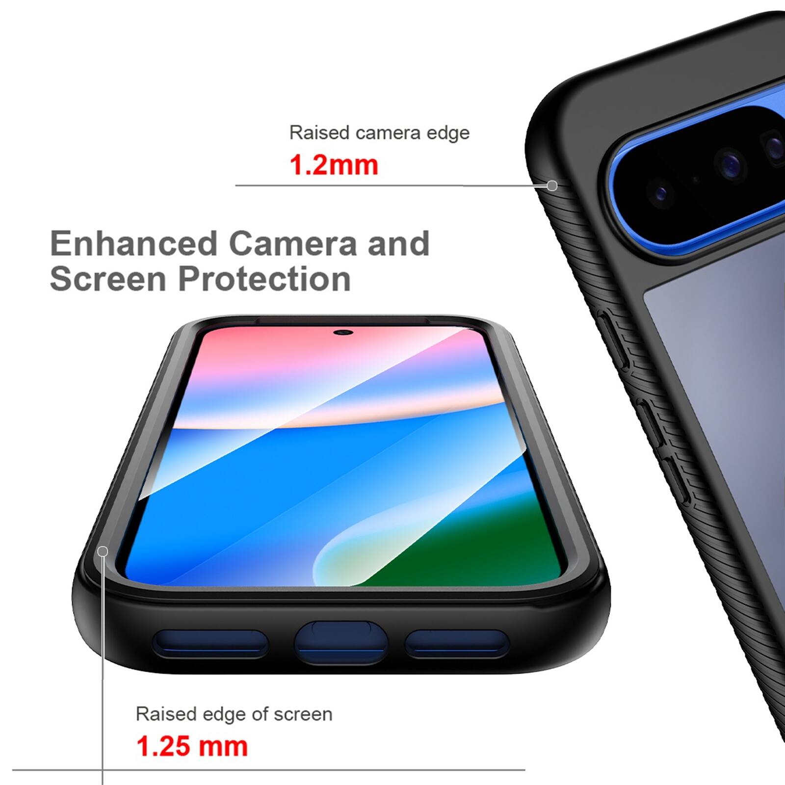 Raised camera edge 1.2mm  
Enhanced Camera and Screen Protection  
Raised edge of screen 1.25 mm