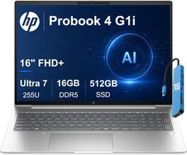 HP - ProBook 4 G1i 16" FHD+ AI Laptop - ProBook 460 - Intel Ultra 7 255U - 16GB Memory - 512GB SSD - Windows 11 Pro - Silver