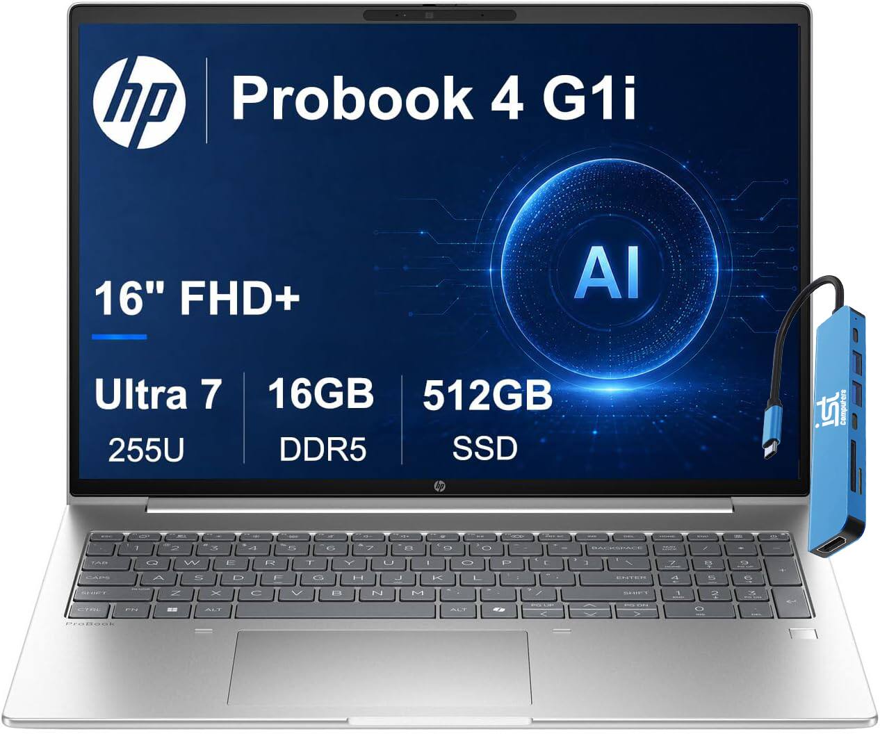 hp Probook 4 G1i  
16" FHD+  
AI  
Ultra 7 255U  
16GB 512GB DDR5 SSD
