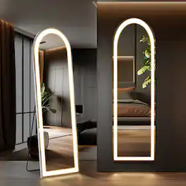 PexFix - Full Length LED Mirror with Touch Control, 3 Light Colors & Shatterproof Nano Glass for Bedroom & Living Room - White