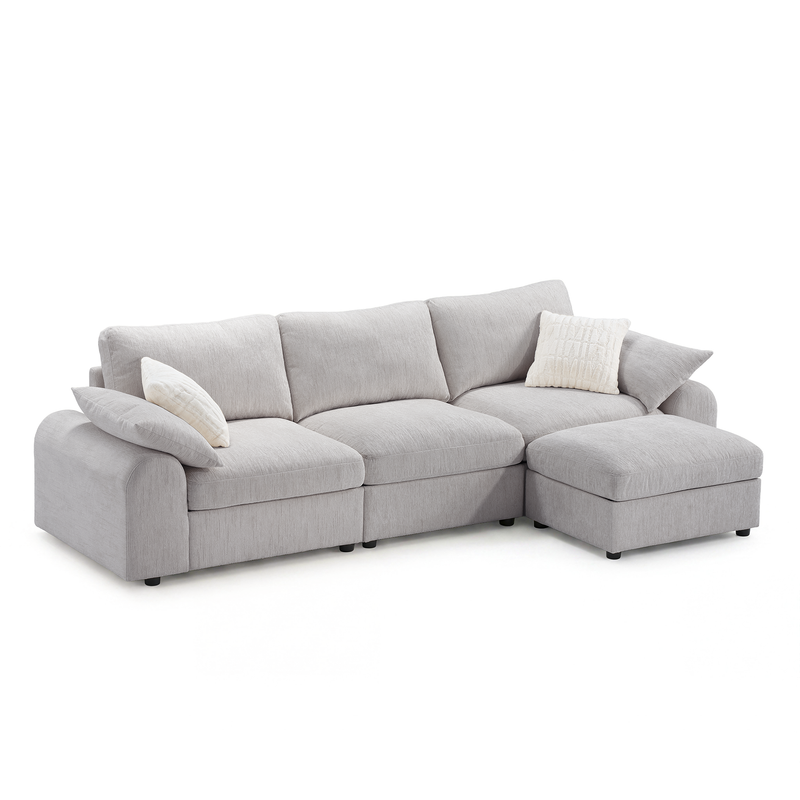 ModernMate - Chenille Cloud Modular Sectional, Down-Blend Cushions, Tool-Free Assembly, Machine-Washable Covers - Gray price history on PriceWatchPro