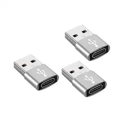 Qixxronics - USB C to USB Male Adapter (3 Pack), Type C Cable Connecter USB A Charger Converter for iPhone, iPad, Samsung Galaxy - Silver