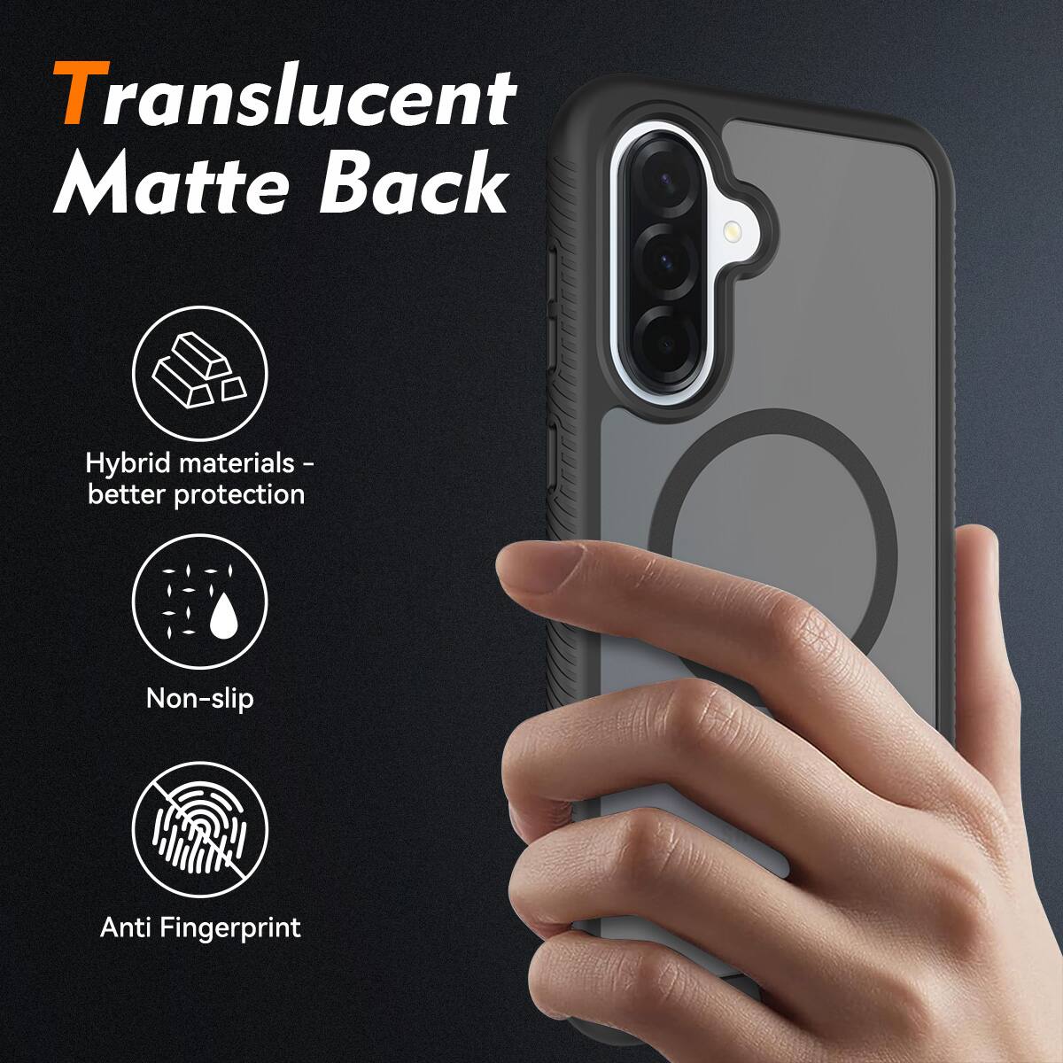 Translucent Matte Back Hybrid materials - better protection Non-slip Anti Fingerprint