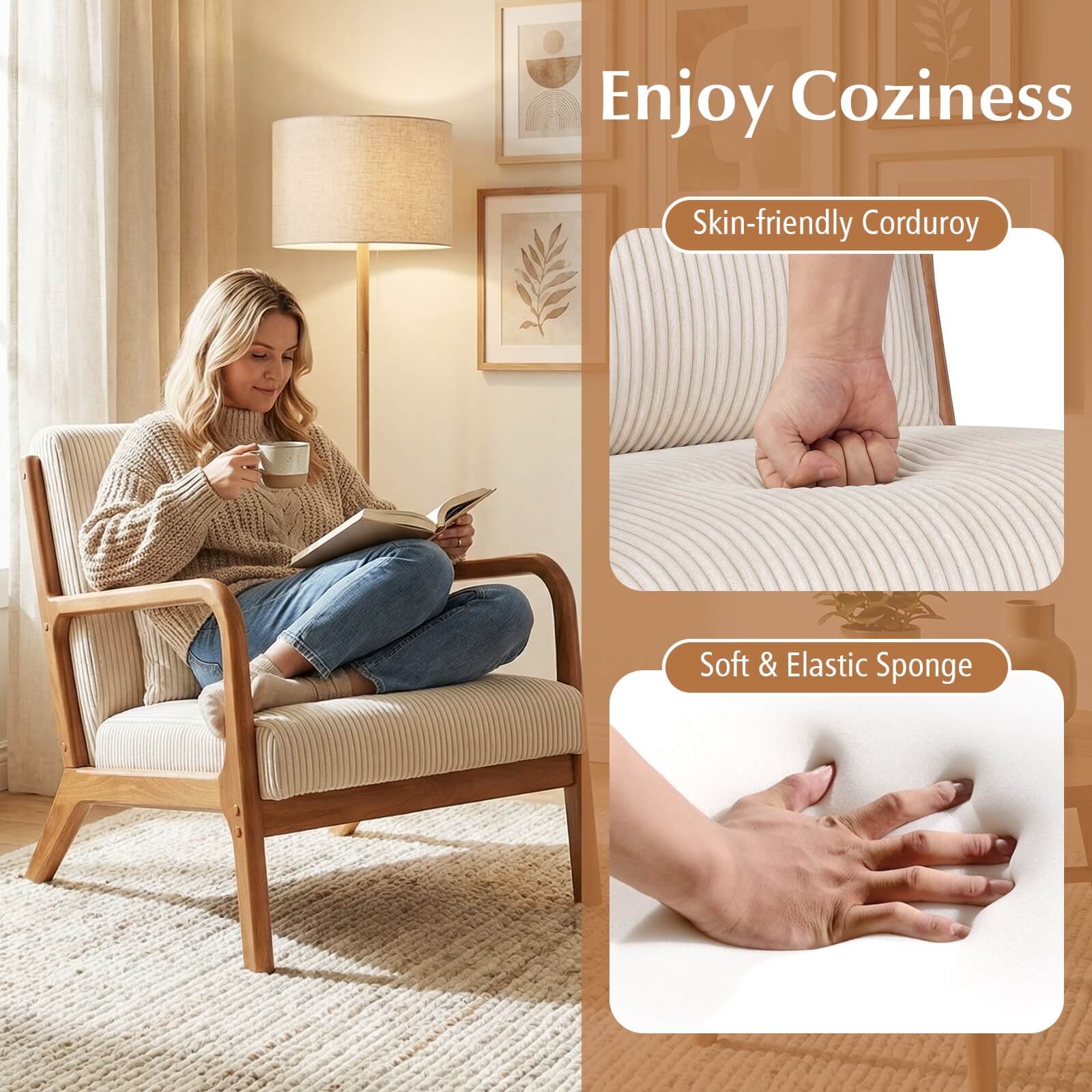 Enjoy Coziness

Skin-friendly Corduroy

Soft & Elastic Sponge