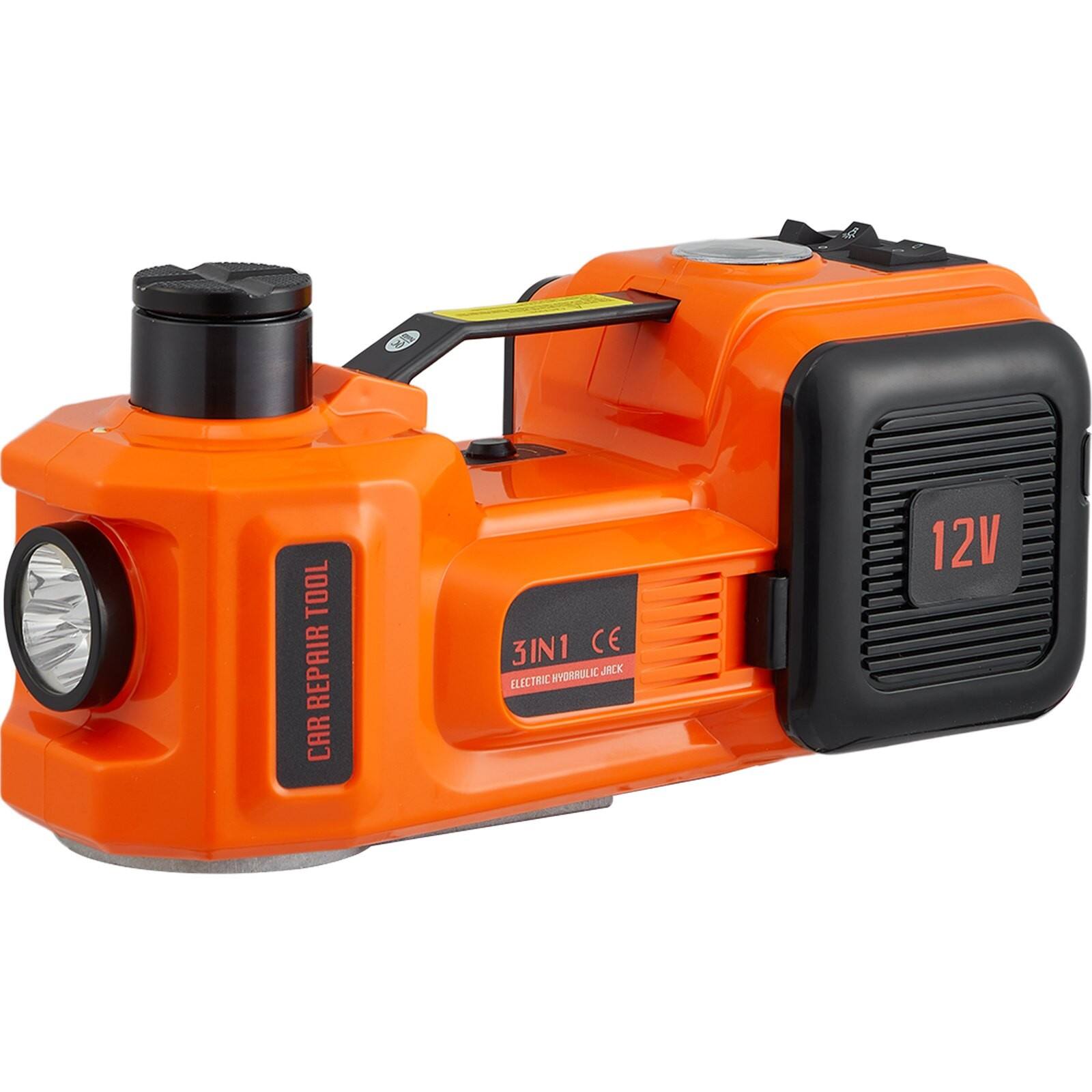 Glintex - 5-Ton Electric Hydraulic Car Jack Kit with Impact Wrench, Dual Power Supply, and Safety Fuses - Orange