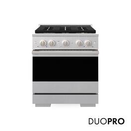 ZLINE - 30 in. 4.2 cu. ft. Marino Freestanding Manual Clean Gas Range with 4 DuoPro Burners and Convection Oven - Satin Stainless Steel