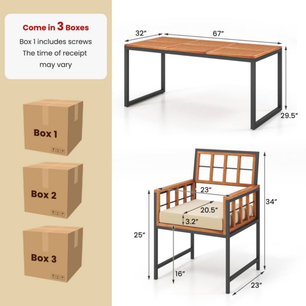 Come in 3 Boxes  
Box 1 includes screws  
The time of receipt may vary  

Box 1: 32" x 67" x 29.5"  
Box 2: 23" x 20.5" x 3.2" x 34" x 25"  
Box 3: 16" x 23"