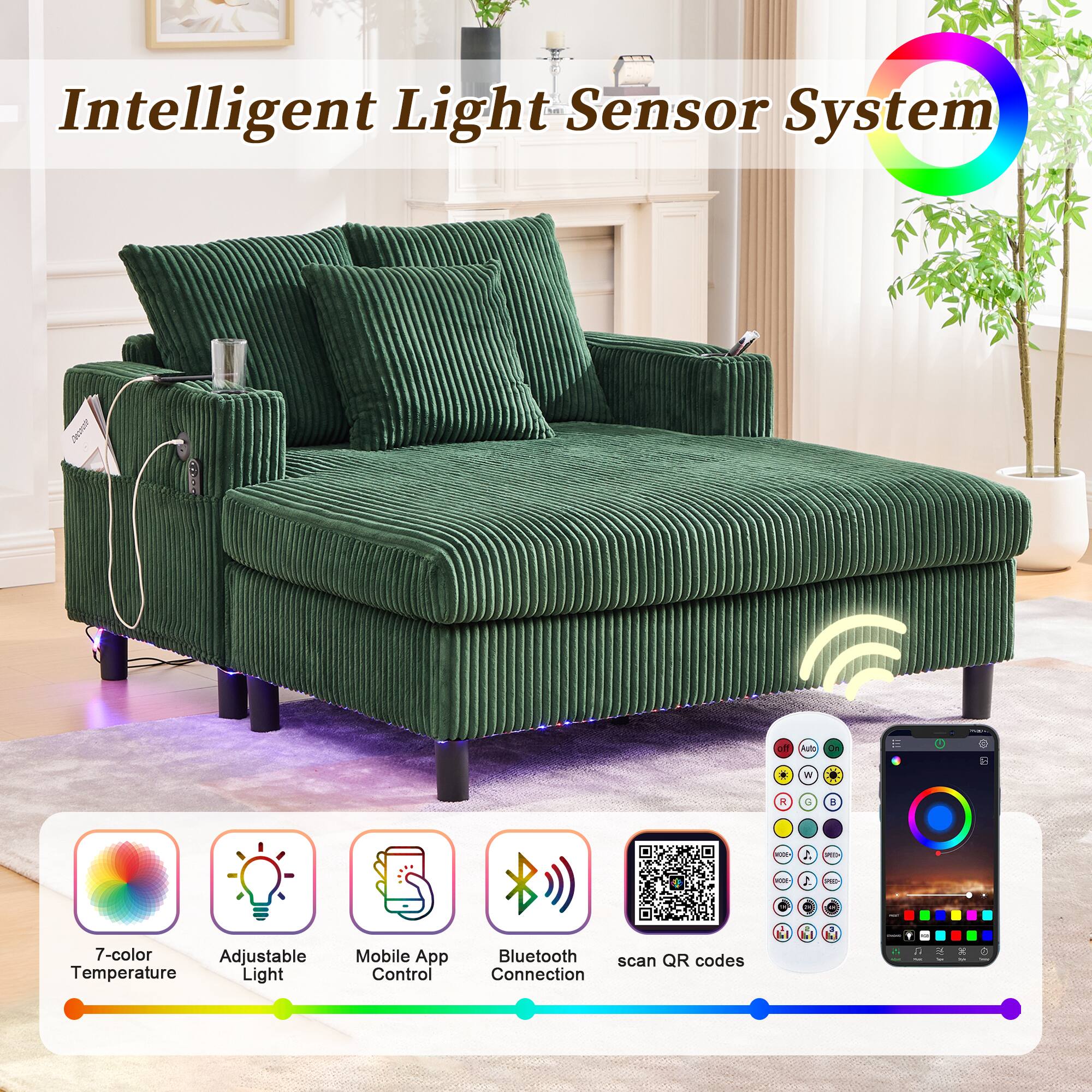 Intelligent Light Sensor System

- 7-color Adjustable Temperature Light
- Mobile App Control
- Bluetooth Connection
- Scan QR codes