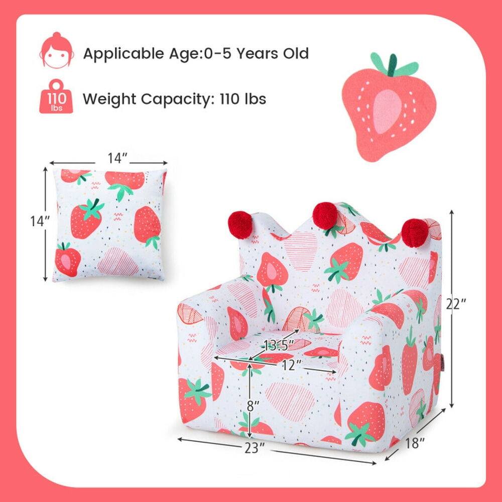 Applicable Age: 0-5 Years Old  
Weight Capacity: 110 lbs  

Dimensions:  
- 14" x 14" (pillow)  
- 22" x 13.5" x 12" x 8" x 23" x 18" (chair)