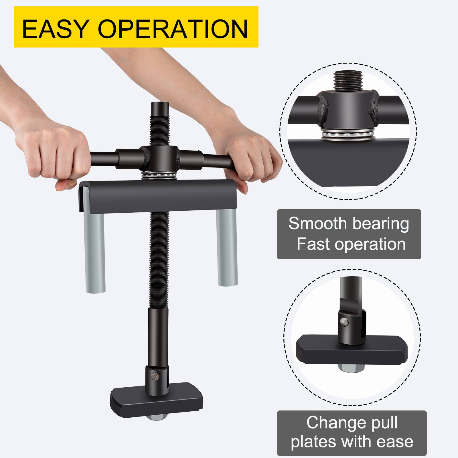 EASY OPERATION

- Smooth bearing
- Fast operation
- Change pull plates with ease