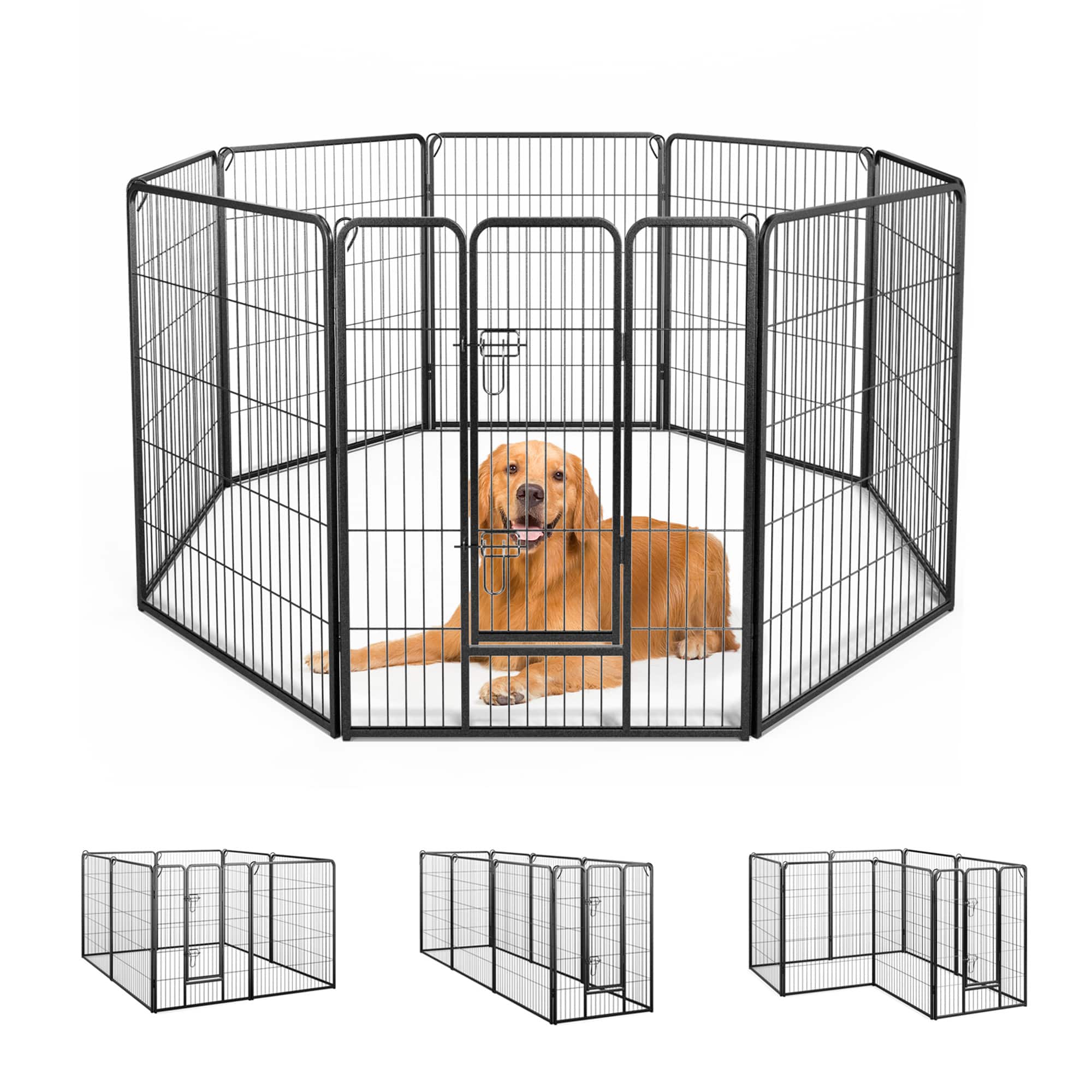Front. Gymax - Gymax Dog Playpen Indoor Outdoor 8 Panel 40'' Height Pet Fence for Puppy w/ Door.