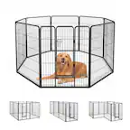 Front. Gymax - Gymax Dog Playpen Indoor Outdoor 8 Panel 40'' Height Pet Fence for Puppy w/ Door.