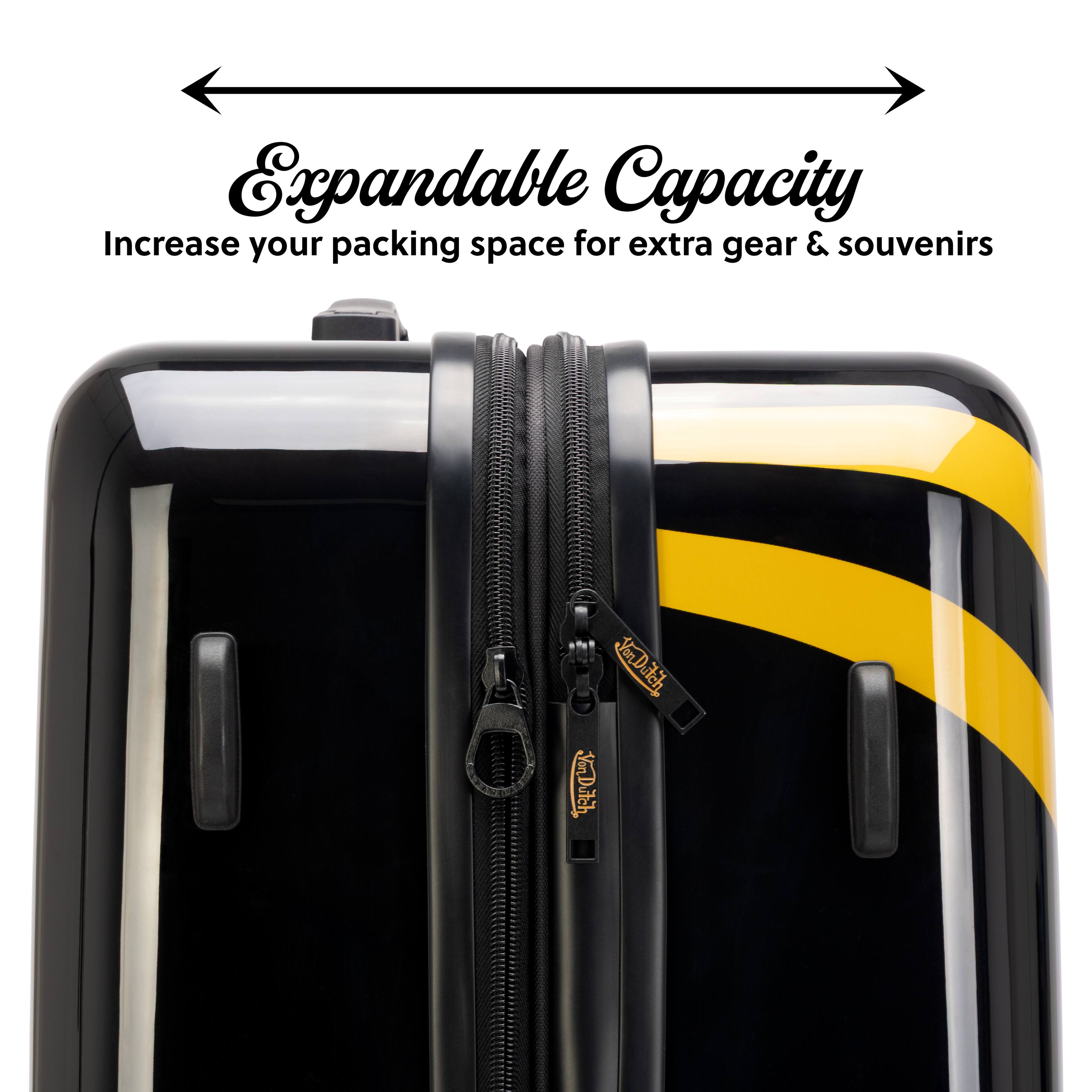 Expandable Capacity  
Increase your packing space for extra gear & souvenirs  
VanDutch