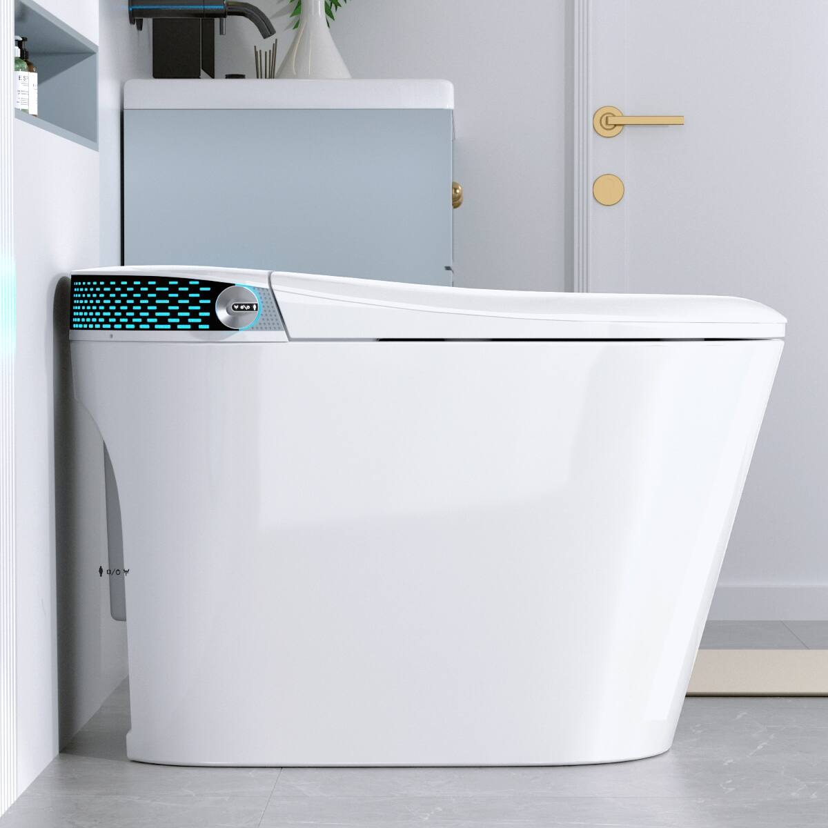 Back. Loheer - Loheer Tankless Smart Bidet Toilet, Seated Comfort Height, Foot Kick Lid, Twelve Inch Rough In - White.