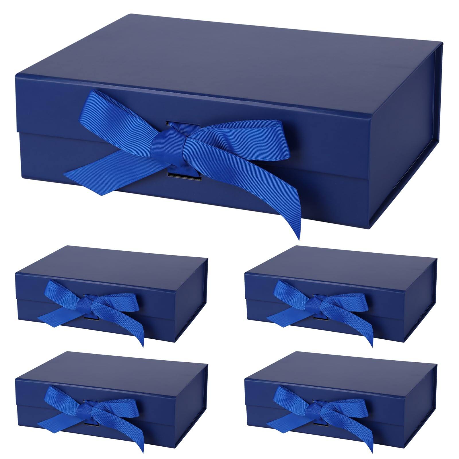 Front. Paradigms Interiors - Large Gift Boxes With Lids Inch Magnetic Lid And Ribbon For Presents Christms Mother's Day Birthdays Bridal... - Blue-1 Count (Pack of 5).