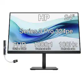 HP - Series 3 Pro 24" FHD IPS Monitor, 5ms Response Time, Anti-Glare, Built-in Speakers, Displayport, HDMI & DKZ Hub - Black