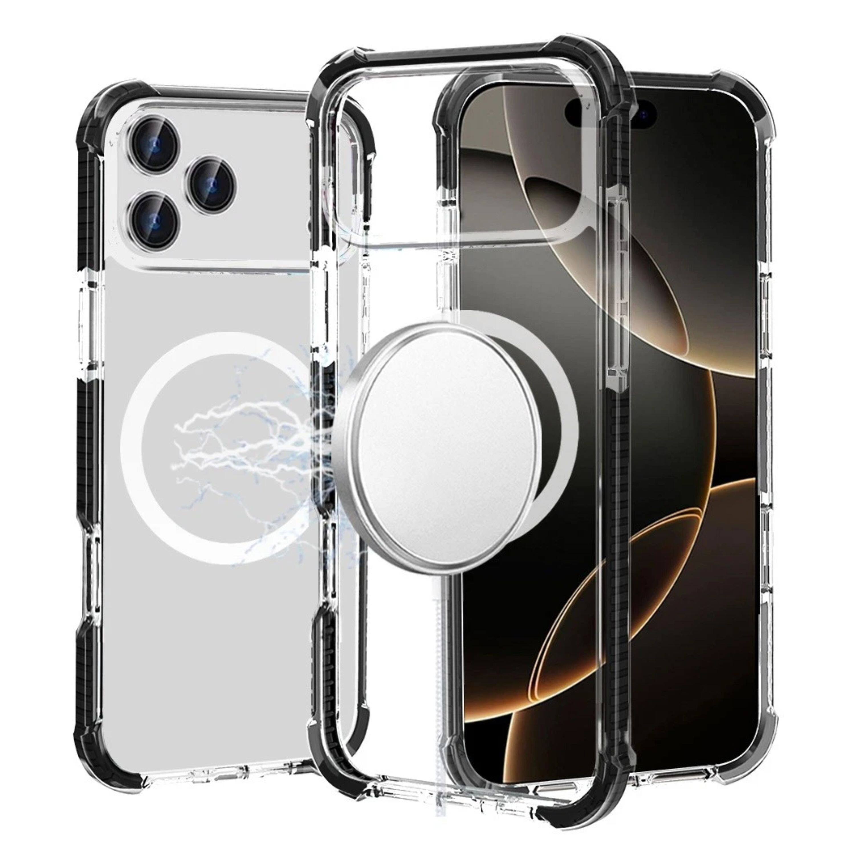 Kitcheniva - Shockproof Magnetic Circle Acrylic Phone Case With Tempered Glass For iPhone 17 Pro - Black price history on PriceWatchPro