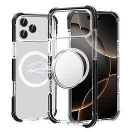 Kitcheniva - Shockproof Magnetic Circle Acrylic Phone Case With Tempered Glass For iPhone 17 Pro - Black