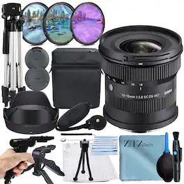 Sigma - 10-18mm f/2.8 DC DN Contemporary Lens for Sony E-Mount + Case + ZeeTech Bundle - Black