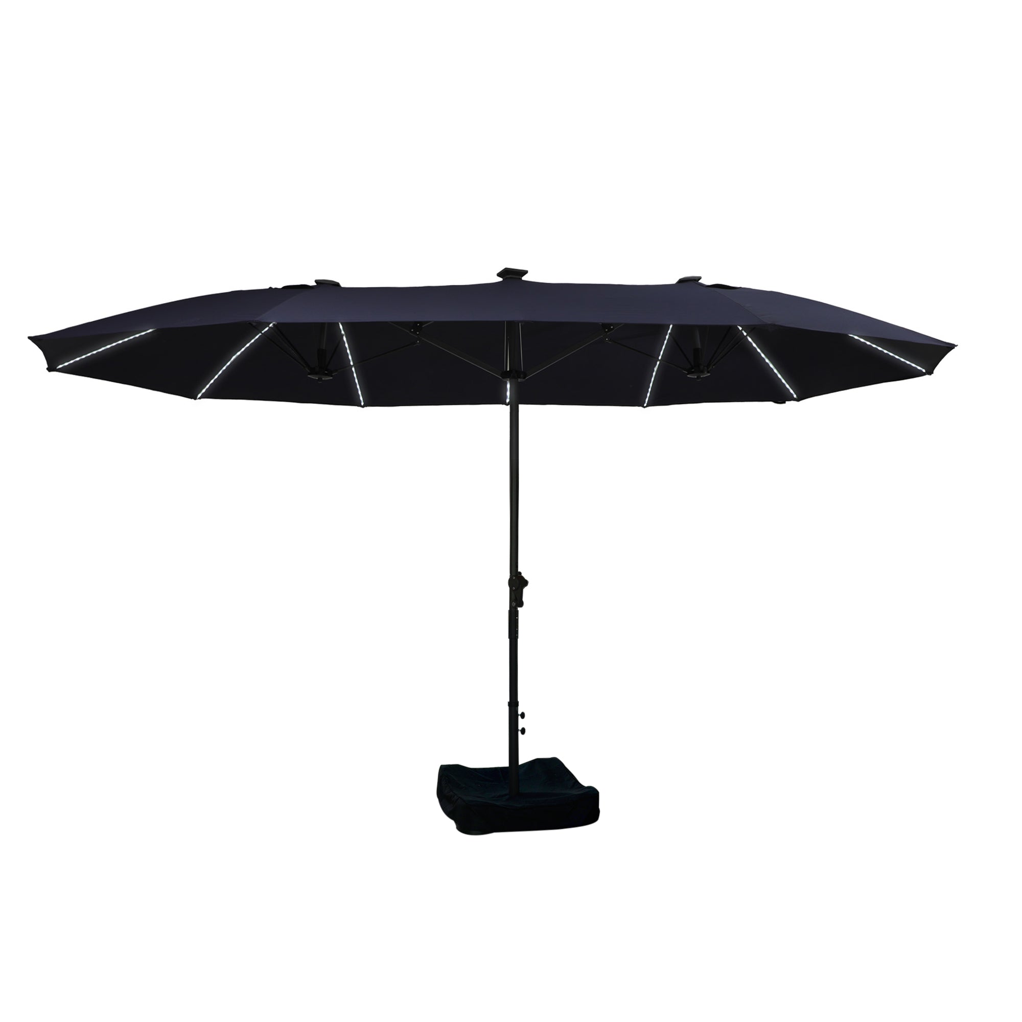 Boyel Living - 15 FT Double Sided Patio Umbrella with LED Lights Heavy Duty Base Fade Resistant UV Resistant - Blue